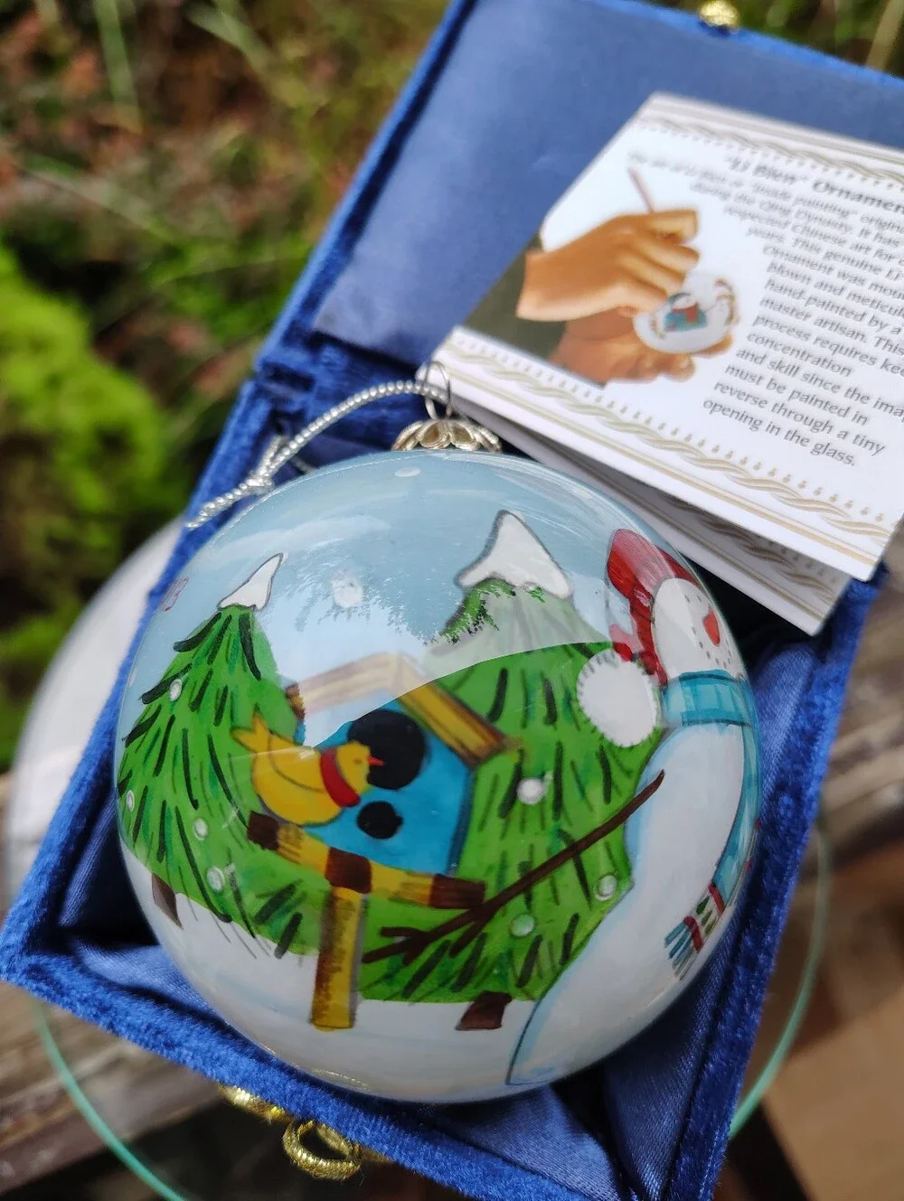 Pier 1 Imports Snowmen 2013 Glass Li Bien Christmas Ornament Hand Painted